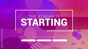 The Stream is Starting. Streaming Panel, Design. Stream Overlay for your streaming videos. Stream Channel Design. Purple version
