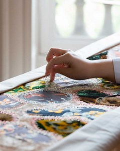 4.6K reactions · 964 shares | At Vermont in Paris, a Dior Autumn-Winter 2021-2022 Haute Couture on.dior.com/couture-aw21-22 by Maria Grazia Chiuri opera coat is being embroidered with after an archival sample with panels of floral-print satins and incredibly intricate sabre-cut velvets in the manner of a patchwork, another expression of the collection's ode to the communality of needlework. © Film by Melinda Triana | Dior | Facebook