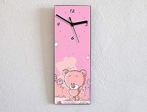Girls Pink Teddy Bear - Wall Clock