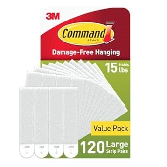 Command 17206-S120NA Large Picture Hanging Strips, 120 Pairs, White