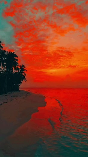 Serene Sunset Beach Scene with Vibrant Sky Colors