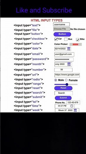 HTML Input Tags List Tutorial For Beginners (Web Development) #taiyarizone #mpitito