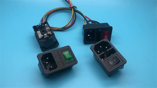 10A 250VAC 3 Pin IEC 320 C14 Inlet Connector Plug Power Socket with  Rocker Switch  Fuse Holder