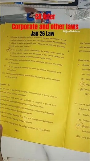 CA INTER LAW JAN 26 MCQ Solutions and Paper Review|ANSWER KEY#cainterjan26#cainter#caexam#cainterlaw