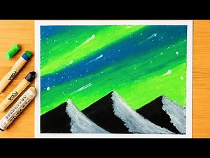 Easy Northern Lights Drawing for Beginners | Step-by-Step Oil Pastel Tutorial