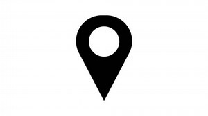 Simple white animated GPS location pin on a black background. Location map pin pointer on GPS.
