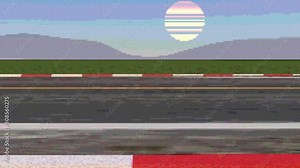8 bit pixel road loop Stock Video