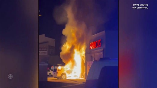 An explosion at a Utah strip mall was caught on camera Saturday. Police say a three-car crash sent an SUV into the building, striking a gas line. Three people were hospitalized. | CBS Evening News