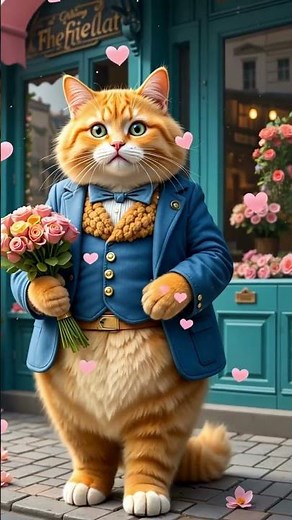 Romantic Cat Surprises with Flowers 💐 | Wholesome Moment!
