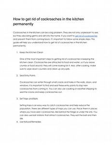 how to get rid of cockroaches in kitchen permanently - SlideServe