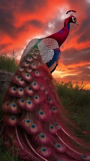The Legendary Red Peacock | A Majestic Display Under a Fiery Sunset #shorts