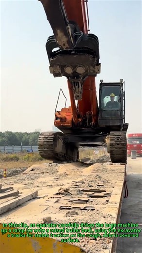 Excavator Loads Onto Trailer: Heavy Machinery Transport Trick