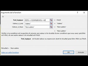 Formule Excel SI Imbrique - SI ET OU MIN