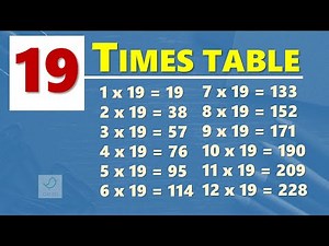 19 Times Table | Multiplication Table of 19 | Learn By Heart