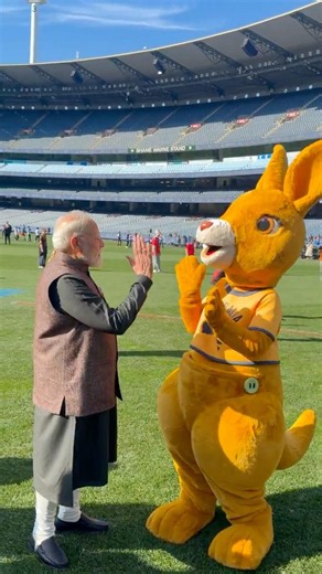PM Modi shares a cheerful high-five with Ruby the Roo