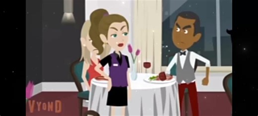 Animated Restaurant Scene with Dramatic Reveal