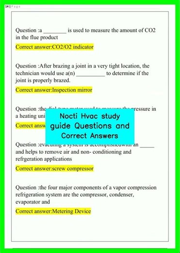 Nocti Hvac study guide Questions and Correct Answers video