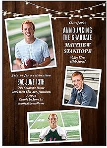 Let's Make Memories Personalized Graduation Announcements Class of 2026 or Any Year - Premium Quality Invitations - 5x7 - Custom Photo Cards & White Envelopes - Rustic Lights - 75 Cards