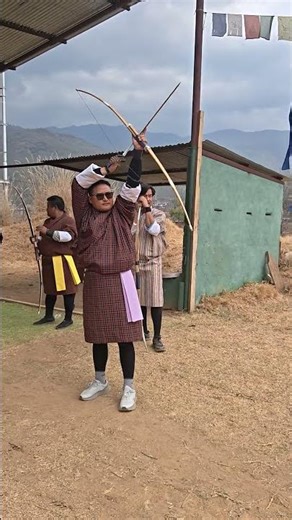A smart man playing archery