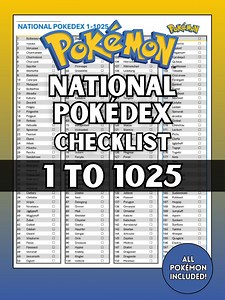National Pokédex Checklist 1-1025 (printable   Digital Download) - Etsy