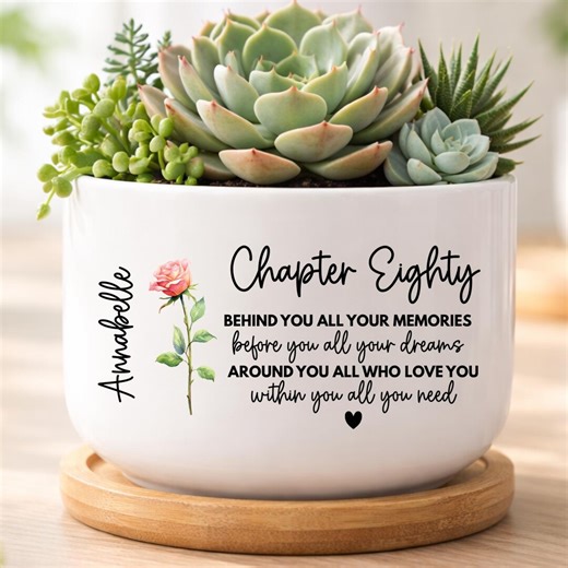 80th Birthday Gifts for Women, Personalized 80th Birthday Flower Pot Gift, Custom Name Chapter 80 Planter (HC-EHG803Q) - Etsy