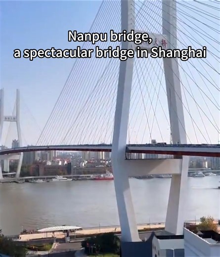 Nanpu Bridge is the first bridge in downtown #Shanghai that spans the Huangpu River. Opened in 1991, it looks like a great #dragon writhing over the Huangpu River. This video shows vehicles passing across the 8,346-meter-long bridge, crafting a splendid sight under the sunlight in bustling Shanghai. #ChinaInfrastructure | Xi's Moments