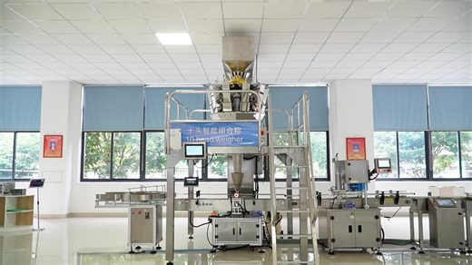 Multi-head Weigher Vertical Form Fill Seal FFS Food Bag Packaging Machine Bottle Filling Capping Labeling Production Line