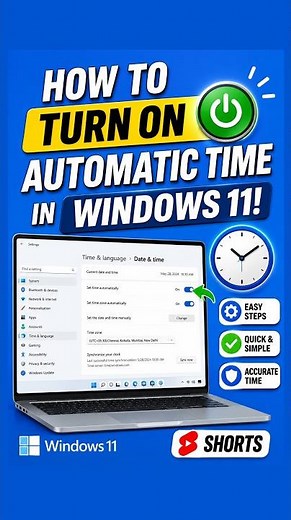 How to Turn ON Automatic Time in Windows 11! #Shorts #windows11 #windows11tutorial