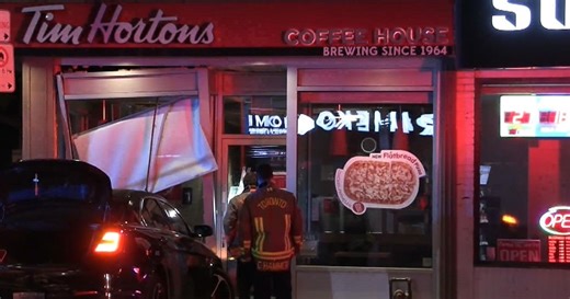 One injured after car crashes into Tim Hortons storefront