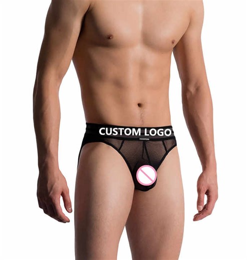 Custom Sheer and Highly Breathable Transparent See Through Striped Waistband Mens Underwear Boxer Briefs