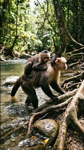 cute capucin with the baby #cuteanimals #wildlife #animallife #monkey #monkeyvideo