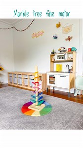 4.4K views · 2.4K reactions | Not just here for good looks (or nice sounds )  We spent a quiet afternoon practicing some fine motor skills with our marble tree Scissor scoop from @thesensorysloth Marble tree purchased second hand, from @magicwoodtoys #marbletree #playroomgoals #finemotorskills #woodentoys #playbasedlearning | Learning from my little one | Facebook