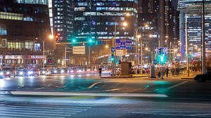 Time lapse of a crosswalk in Beijing at night - Free Stock Video