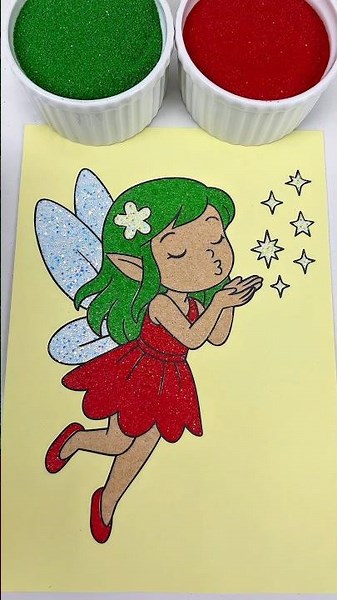 Cute Angel Sand Painting 🧚 #satisfying #sandpainting #sandart #relaxing #asmr #art #asmrsounds