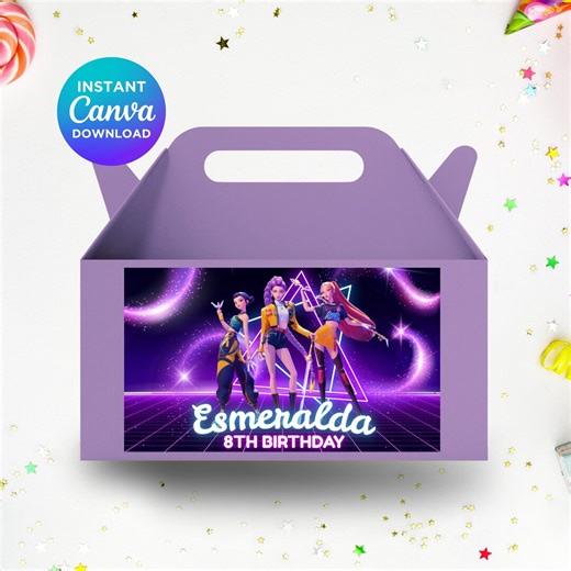 K-pop Demon Hunter Gable Box Label | Editable Digital Download | Printable Party Label - Etsy