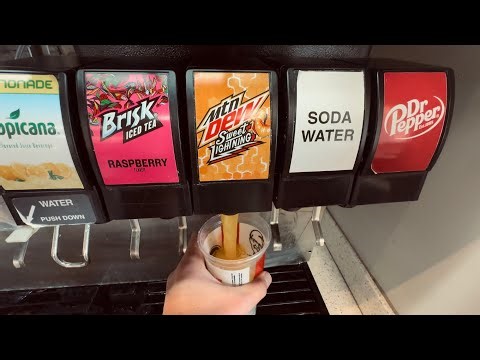 KFC Soda Fountain Machine Drinks | Mountain Dew Sweet Lightning, Diet Pepsi, Dr. Pepper, Lemonade