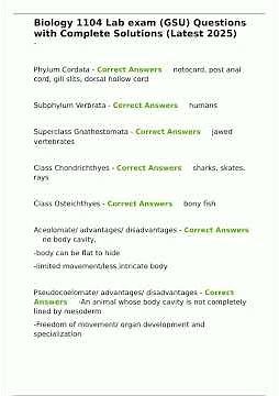 Biology 1104 Lab exam GSU Questions with Complete Solutions Latest 2025