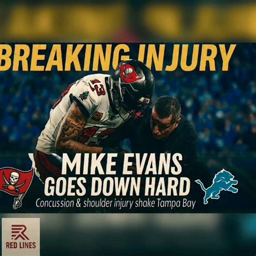 Gerald Wayne on Instagram: "BREAKING: “Bucs Star Down in Detroit” 🚨 Mike Evans was carted off in the 2nd quarter after a brutal hit on a seam route vs the Lions. He landed hard, lost the ball, and was later ruled out with a concussion & shoulder injury. His 11-year 1,000-yard streak now in real danger 😔 #MikeEvans #NFL #Buccaneers #viral #reels"