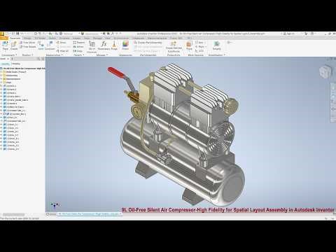 9L Oil-Free Silent Air Compressor Assembly Design | Autodesk Inventor 2024 Tutorial #3dmodeling