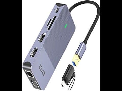 Review USB Docking Station Giq USB C hub USB 3.0 to Dual HDMI VGA