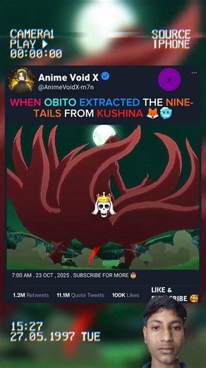When Obito Extracted The Nine Tailes From Kushina🥶🔥 #animeedit #shorts