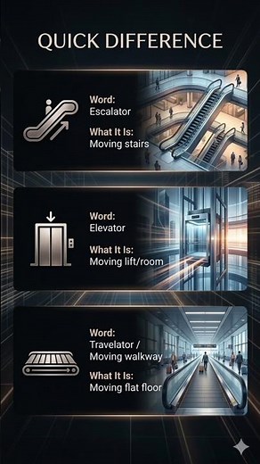 Escalator | Elevator | Travelator | Key Difference Explained