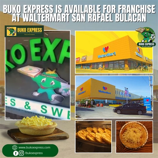 Buko Express – Waltermart San Rafael, Bulacan 🥥✨ An upcoming Buko Express location at Waltermart San Rafael, Bulacan is now open for franchising prior to store opening. This allows franchise partners to prepare early and be fully operational once the location officially opens. Serve in-demand products such as: • Freshly baked Buko Pies • Refreshing Buko Juice and Shakes • Creamy Halo-Halo • Classic Coconut Macaroons • Coffee options for daily customers ✔️ NO ROYALTY FEES ✔️ Complete business su