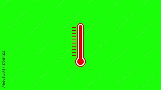 Temperature animation on chroma key green screen background showing rising heat motion graphic