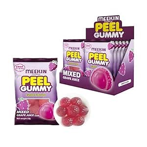 Generic Peel Gummy Grape Flavor Konjac Jelly Candy Mixed Grape Juice. (Pack of 12, 7.61 Oz)