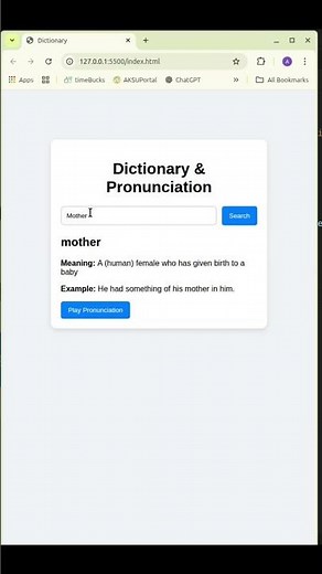 Dictionary App in JavaScript 🔥 | HTML CSS JS API Project Demo | Beginners in Hindi #shorts #coding
