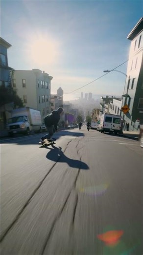 man cruising on his skate board at full speed #fyp