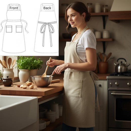 Retro Style Apron Sewing Pattern, XXS–3XL Sizes, Bib Apron With Pockets, PDF Download , KITCHEN Apron - Etsy UK