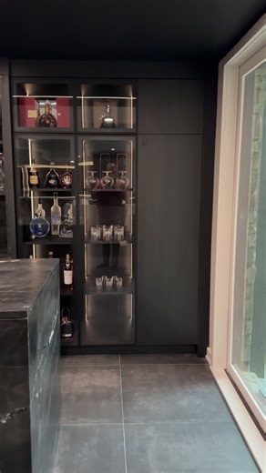 A nice home bar is a great way to add a personal touch to your home #homebar #customcabinets #kitchendesign | European Cabinets MFG.