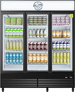 Commercial 3-Door Display Refrigerator, 49.8 cu.ft, LED Lighting, Dynamic Cooling, ETL Listed, Black GDC-42